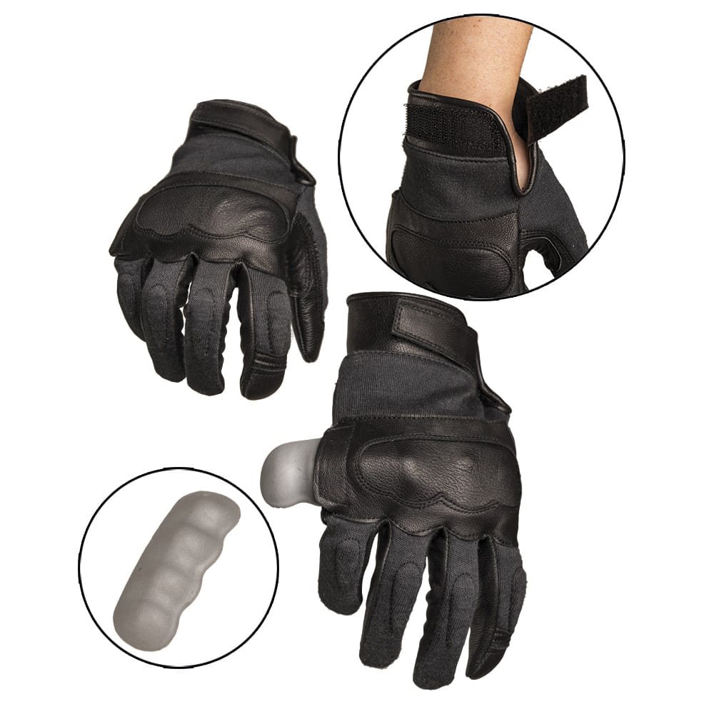 Rukavice TACTICAL kůže/aramid ČERNÉ vel. M