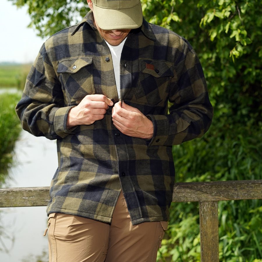 Košile DŘEVORUBECKÁ flanelová ČERNOOLIVOVÁ vel. 3XL