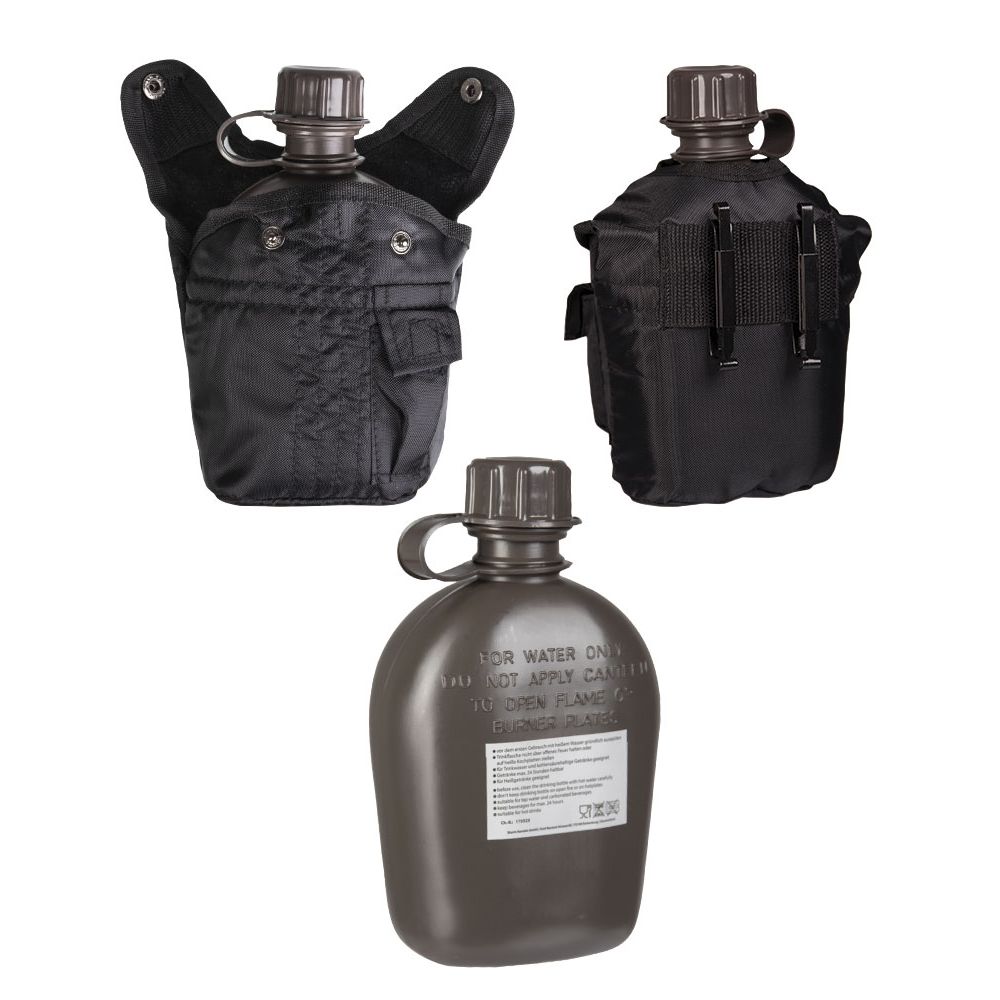 Láhev polní US IMPORT 1l s obalem ČERNÁ