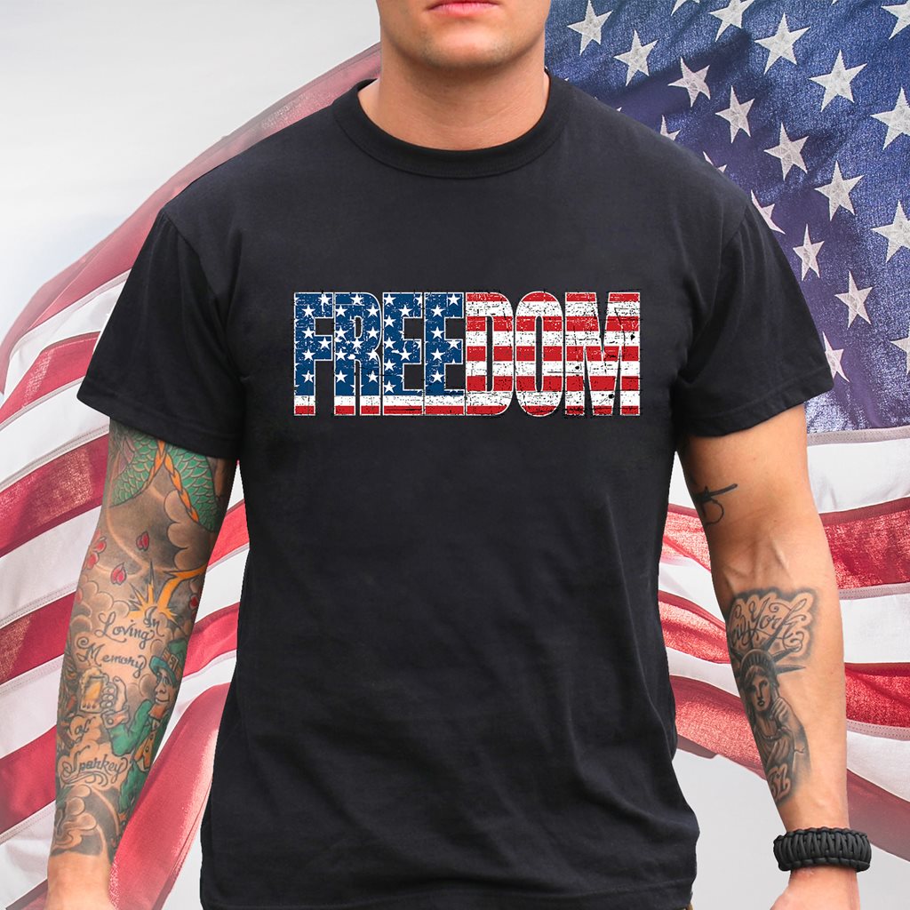 Triko FREEDOM US vlajka ČERNÉ vel. M