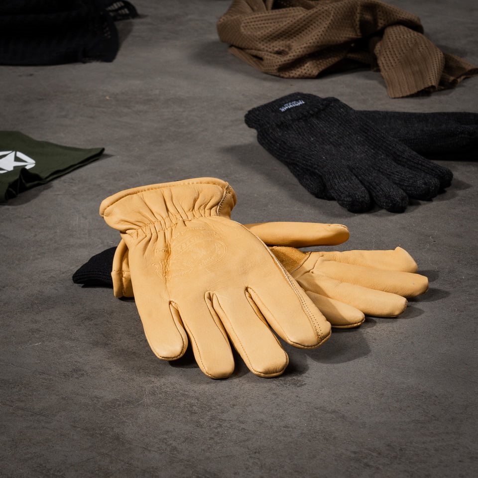 Rukavice zimní OUTDOOR kožené ŽLUTÉ vel. S