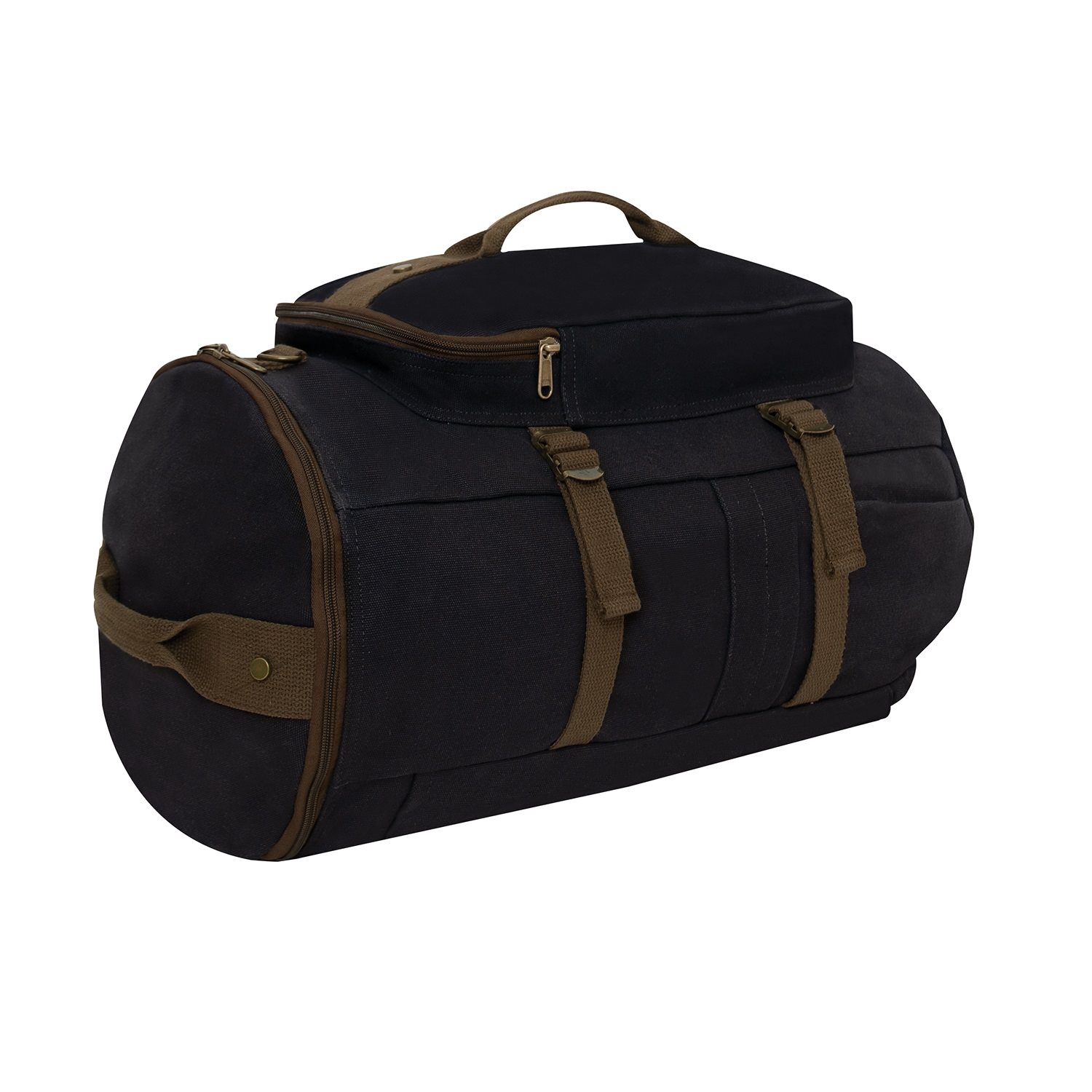 Taška/batoh/vak CONVERTIBLE 19" plátěná ČERNÁ/HNĚDÁ