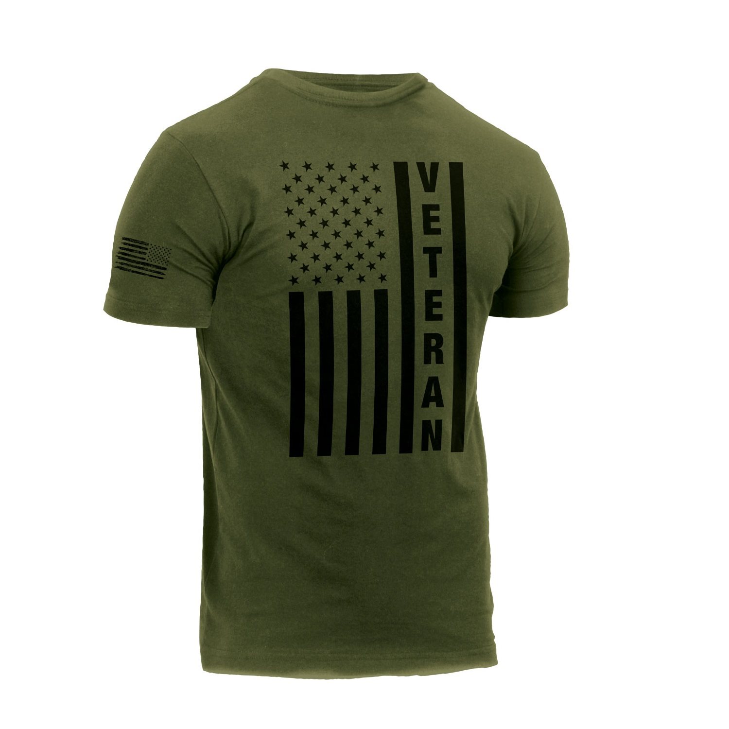Triko VETERAN s US vlajkou ZELENÉ vel. M