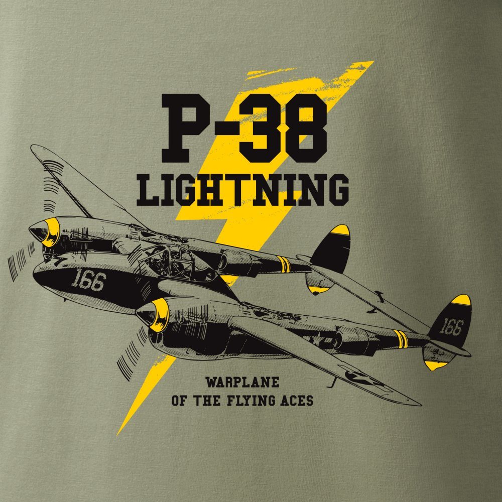 Triko P-38 LIGHTNING ZELENÉ vel. M