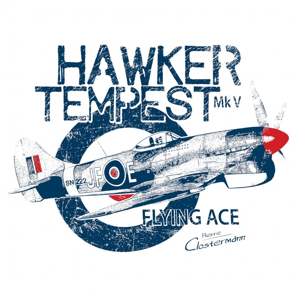 Triko RAF HAWKER TEMPEST BÍLÉ