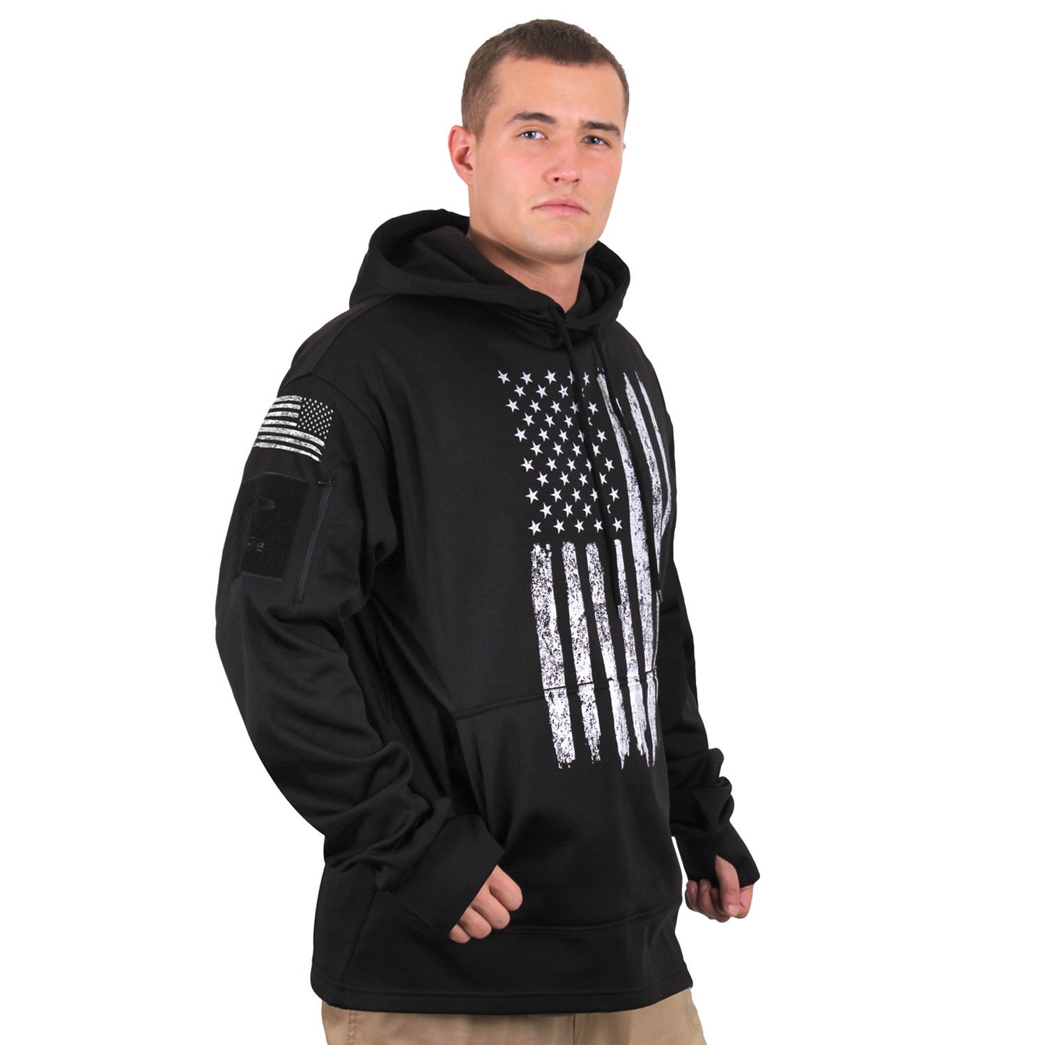Mikina CONCEALED CARRY s kapucí US vlajka ČERNÁ vel. L