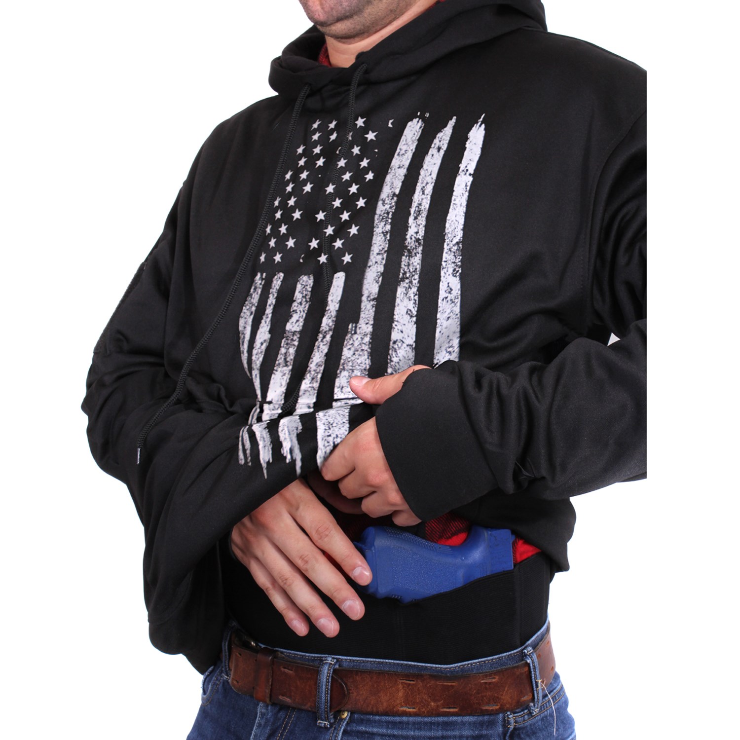 Mikina CONCEALED CARRY s kapucí US vlajka ČERNÁ vel. XL