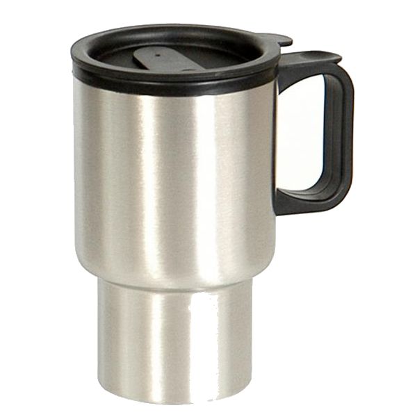 Hrnek termo dvouplášťový plastová rukojeť 400ml STŘÍBRNÝ