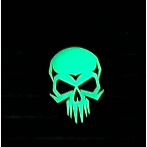 Nášivka 3D plastová PSYCHO SKULL velcro GLOW IN THE DARK