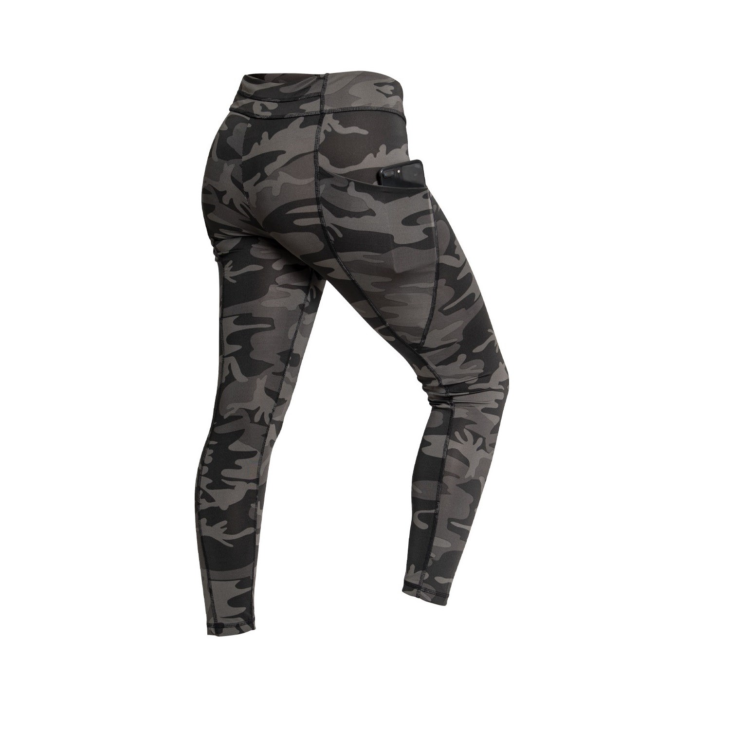 Legíny dámské WORKOUT s kapsami BLACK CAMO vel. M