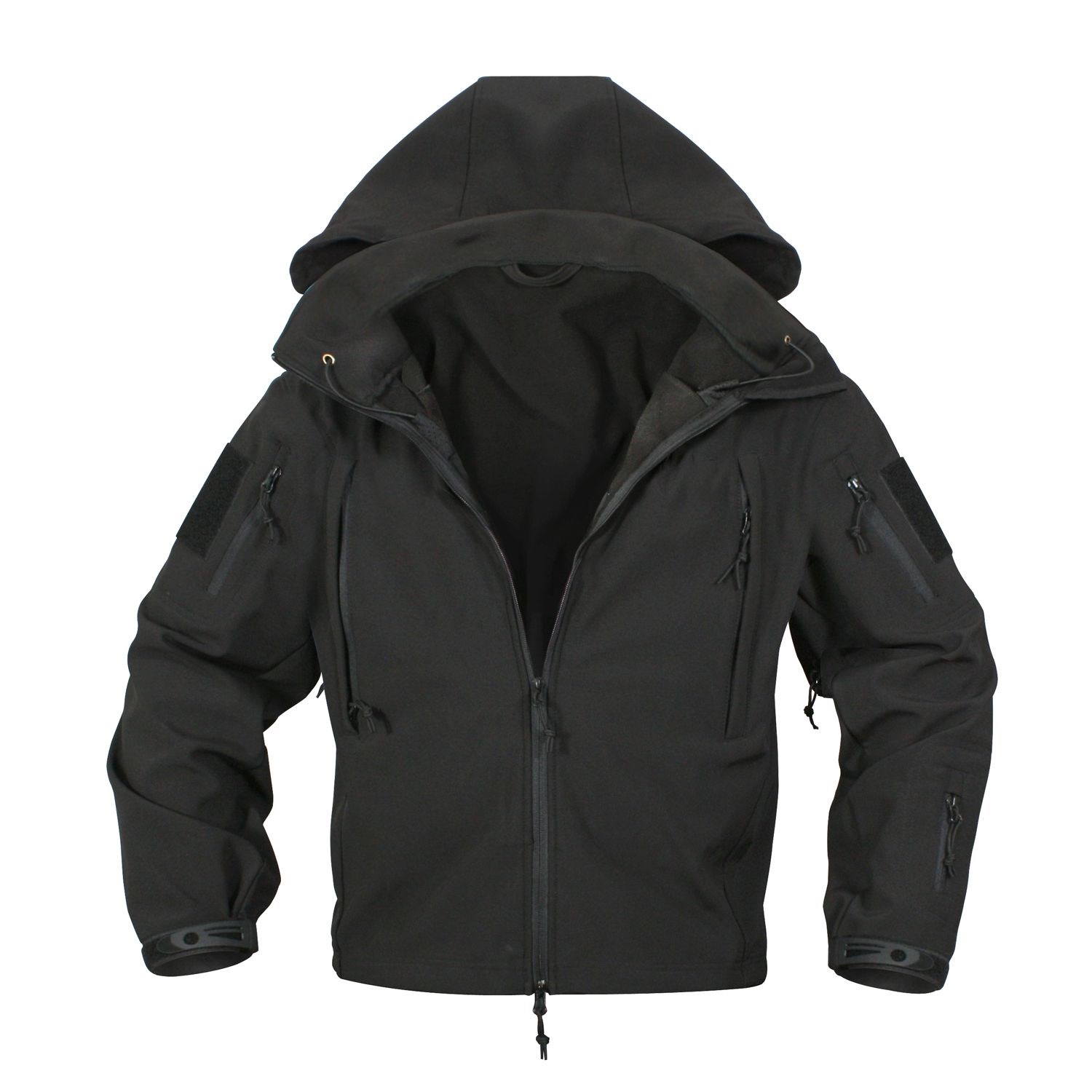 Bunda TACTICAL s kapucí softshell ČERNÁ vel. 5XL