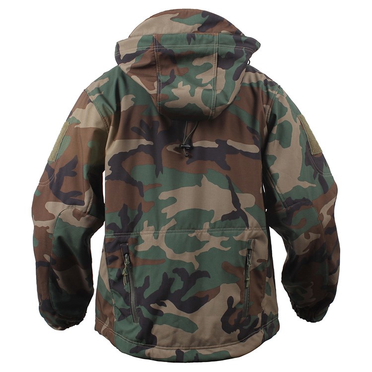 Bunda TACTICAL s kapucí softshell WOODLAND vel. 4XL