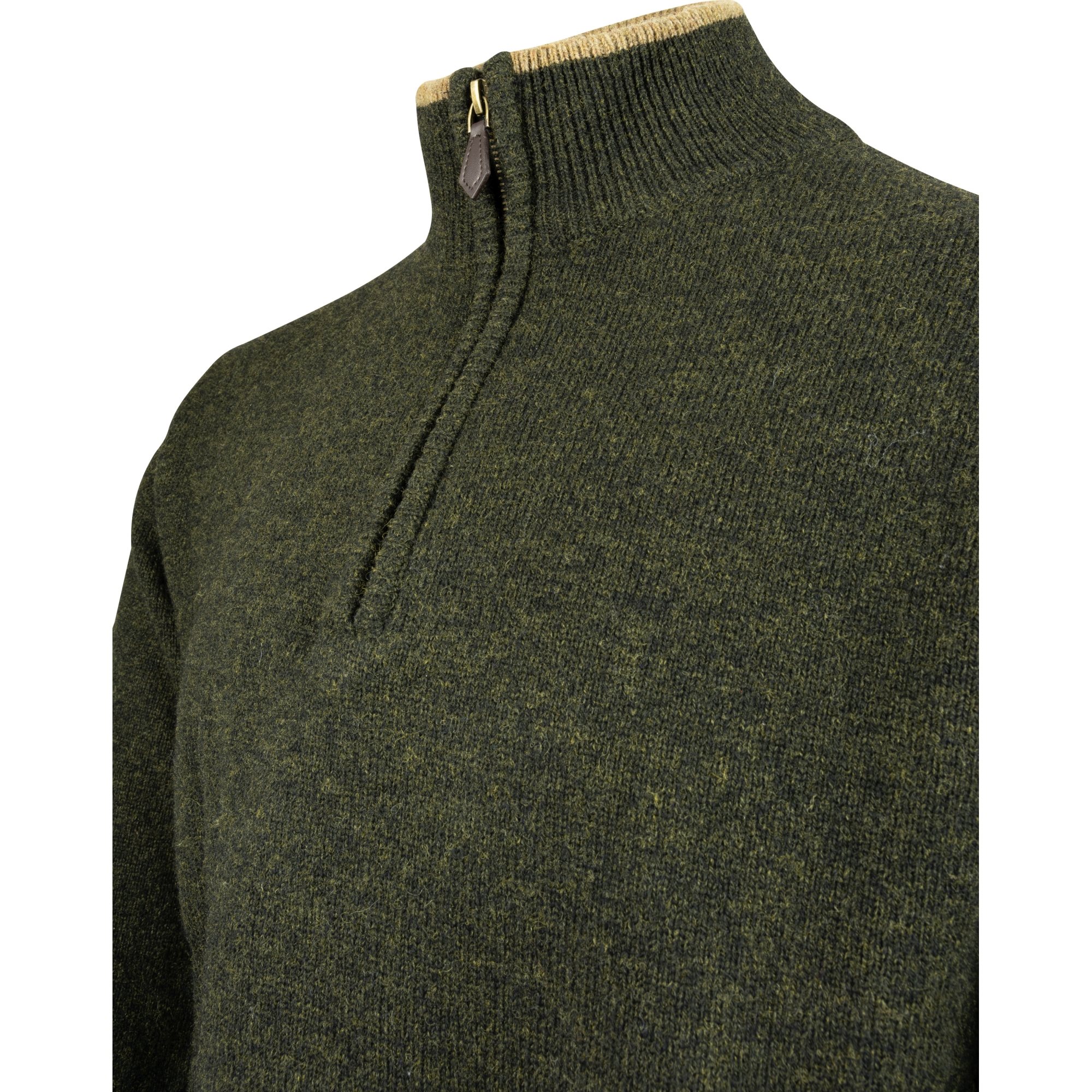 Svetr ASHCOMBE se zipem jehněčí vlna DARK OLIVE vel. M
