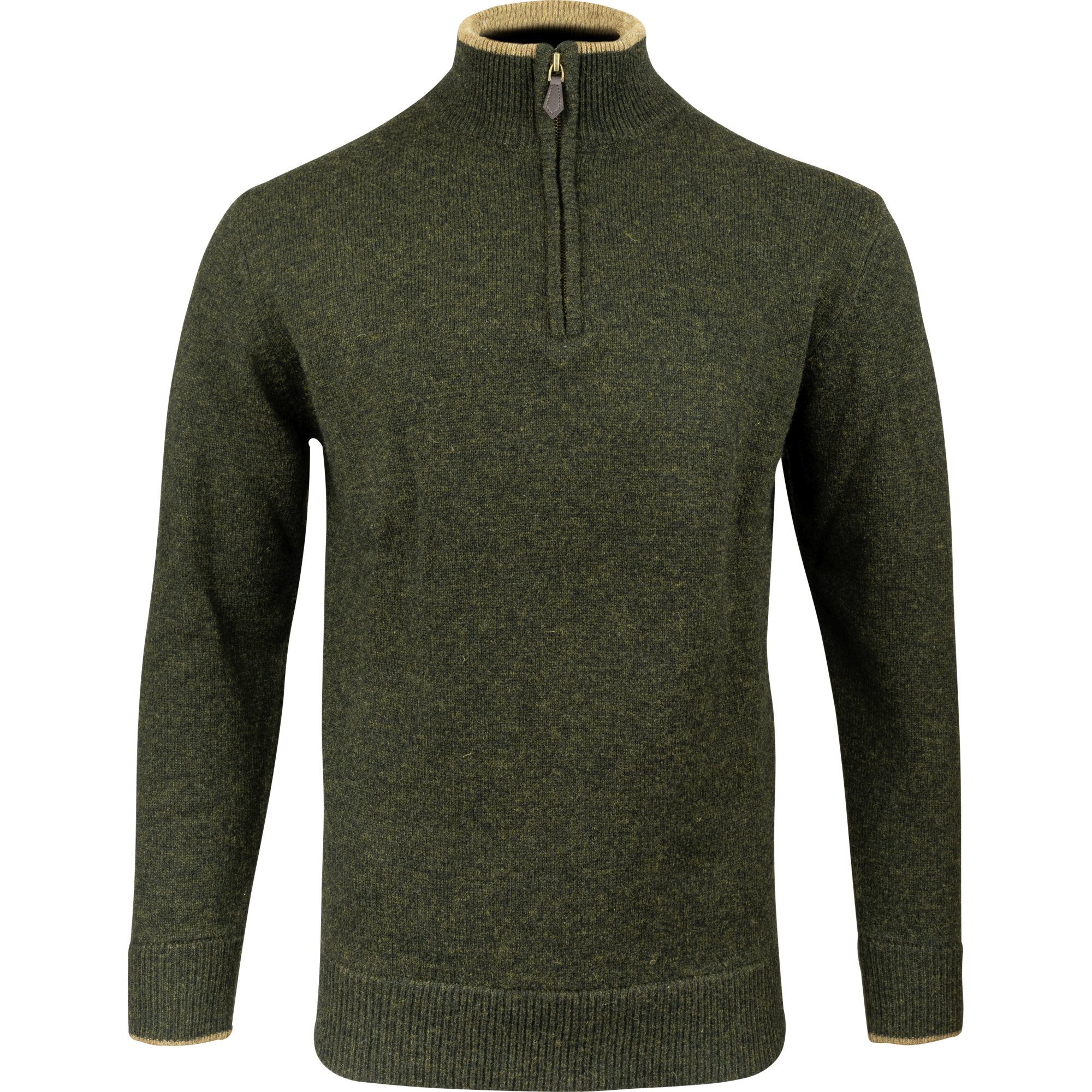 Svetr ASHCOMBE se zipem jehněčí vlna DARK OLIVE vel. XL