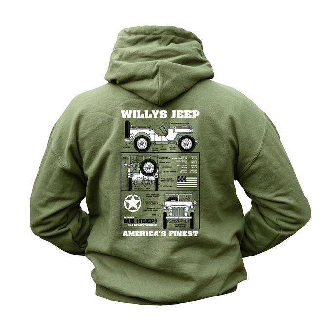 Mikina WILLYS JEEP s kapucou ZELENÁ vel. XL
