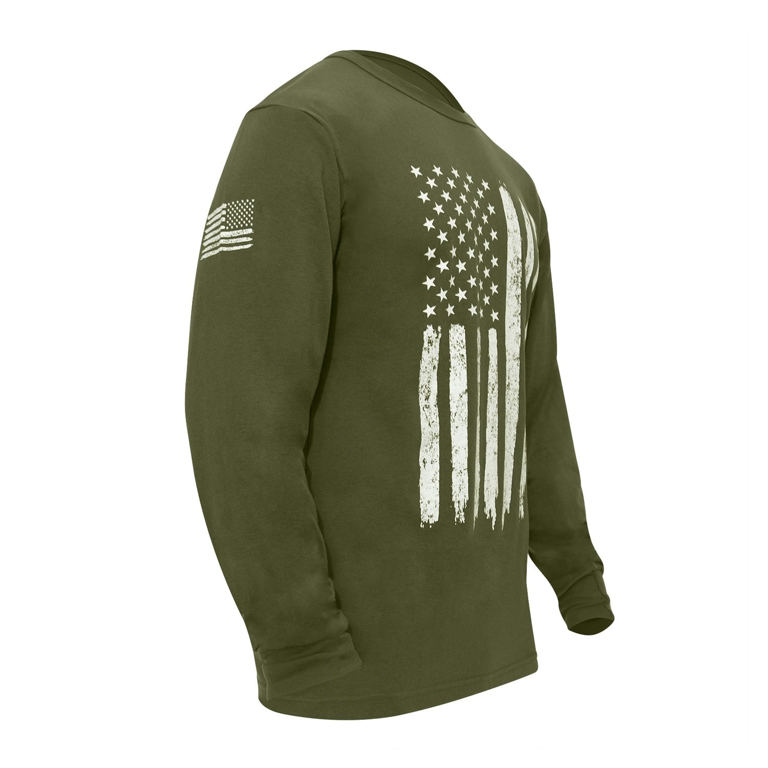 Triko BÍLÁ vlajka USA dlouhý rukáv ZELENÉ vel. 3XL