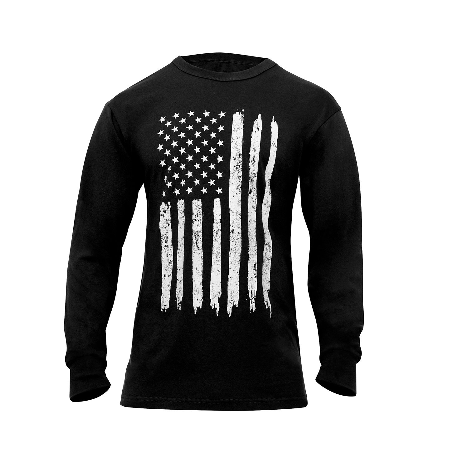 Triko BÍLÁ vlajka USA dlouhý rukáv ČERNÉ