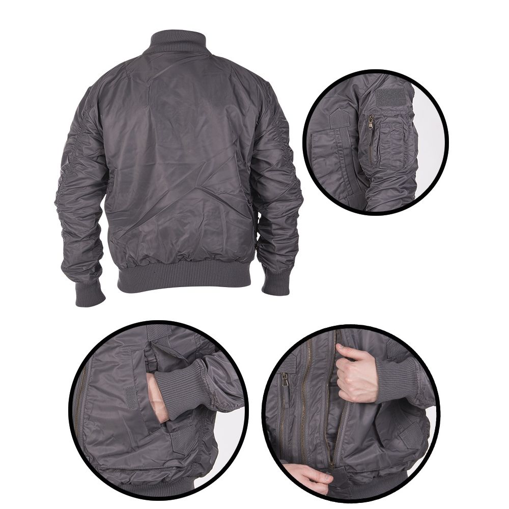 Bunda pilotní US TACTICAL ŠEDÁ vel. XL