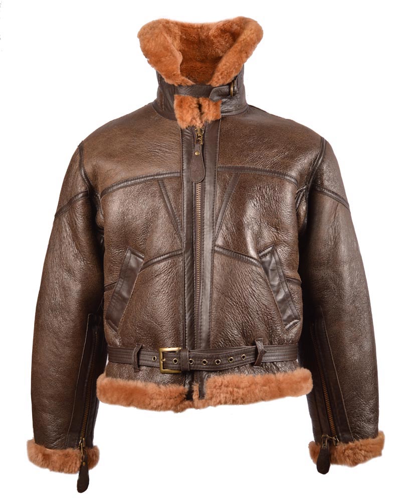 Bunda kožená UK BOMBER RAF s límcem HNĚDÁ vel. S