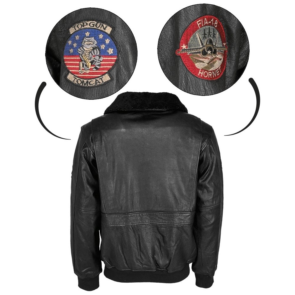 Bunda pilotní kožená TOP GUN ČERNÁ vel. M
