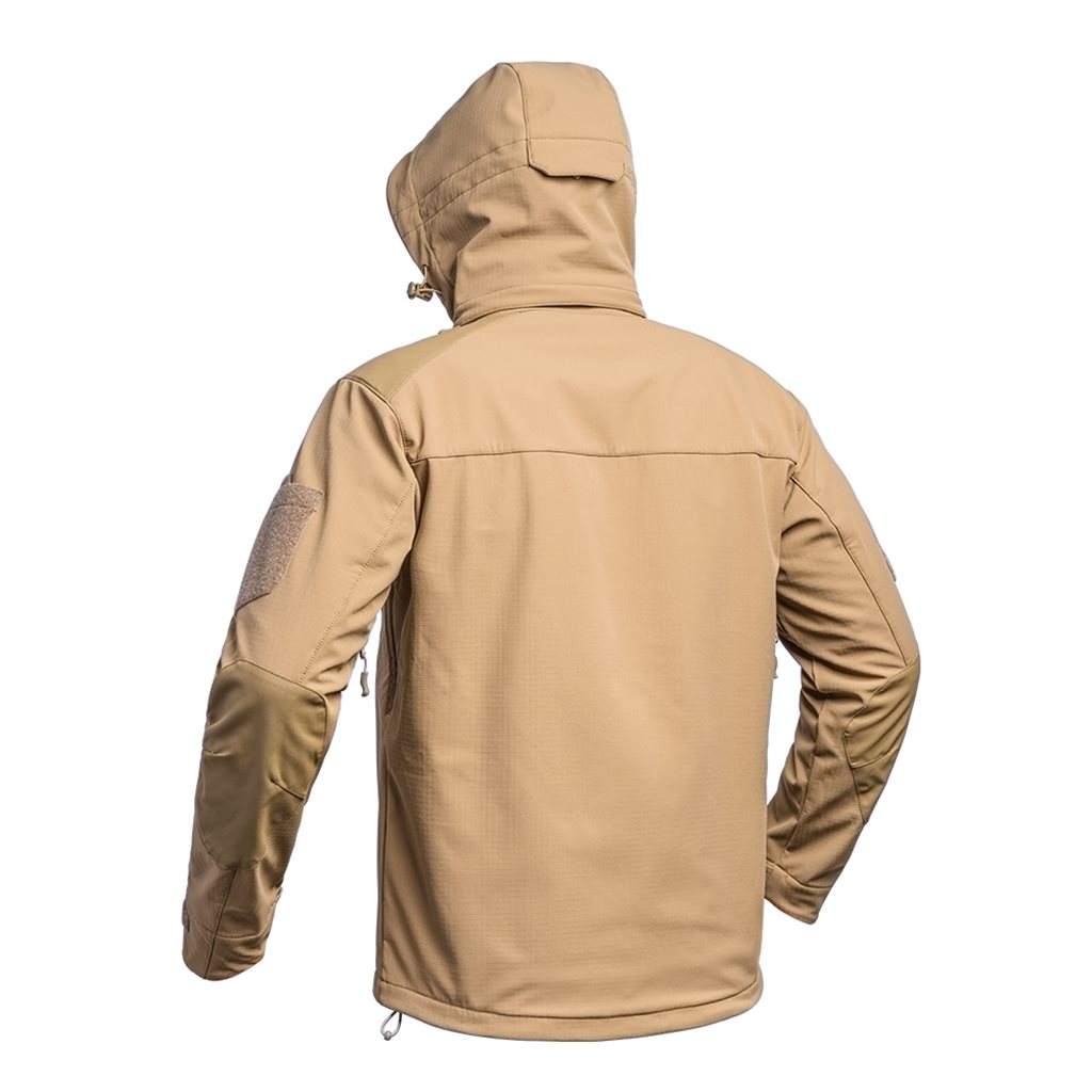 Bunda FIGHTER V2 softshell s kapucí TAN vel. 4XL