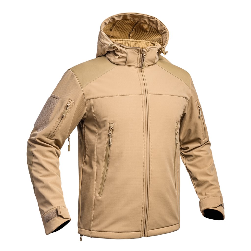 Bunda FIGHTER V2 softshell s kapucí TAN vel. XXL