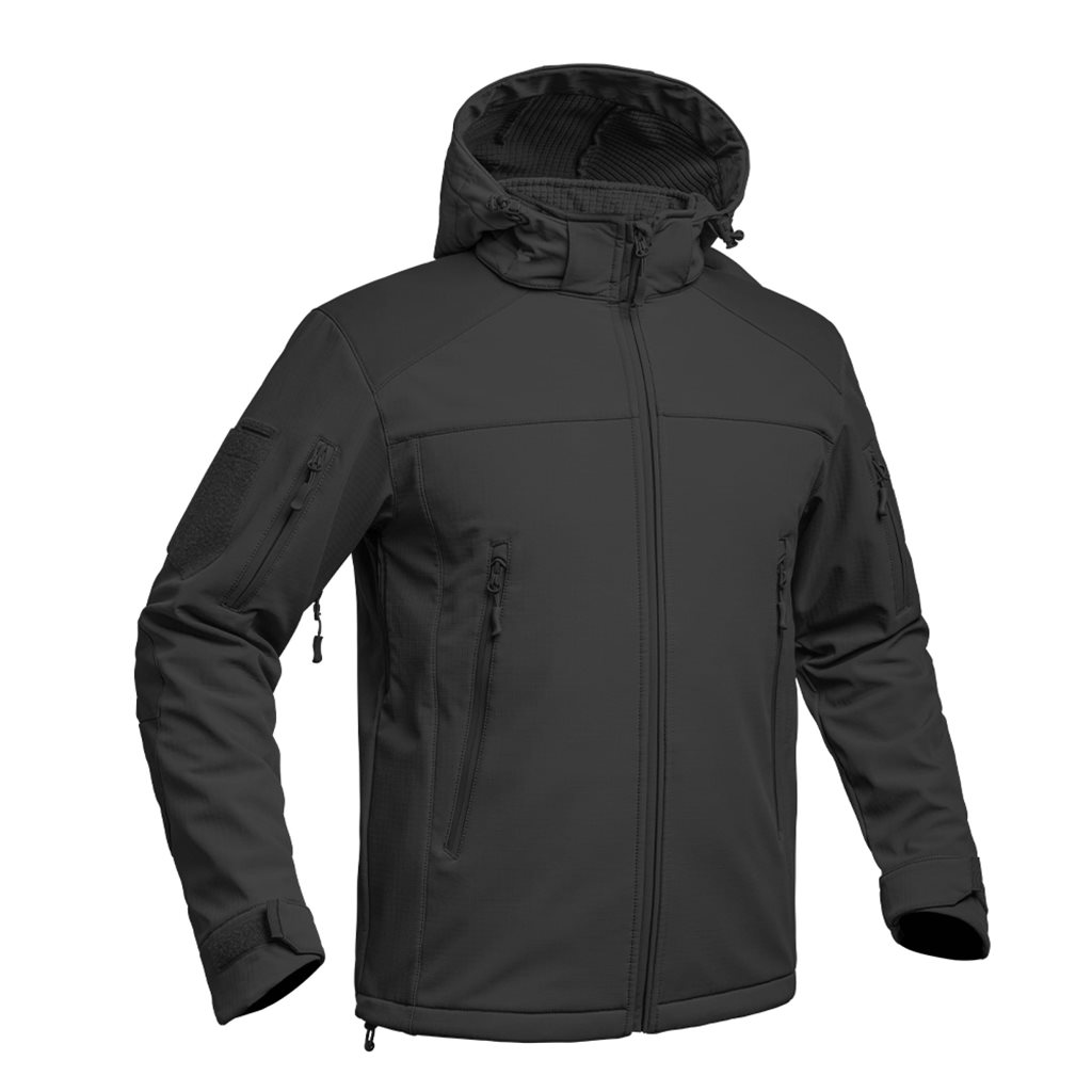 Bunda FIGHTER V2 softshell s kapucí ČERNÁ vel. L