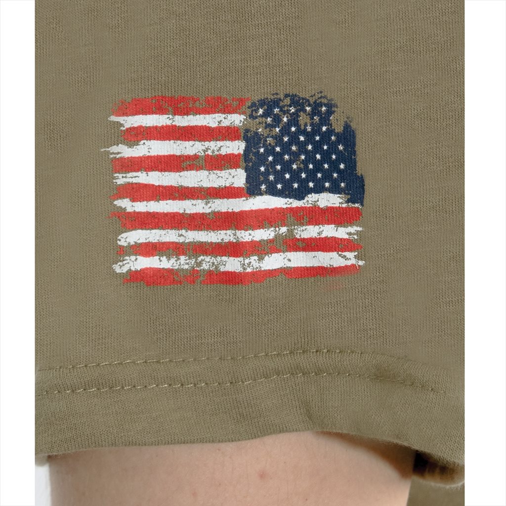 Triko motiv USA vousatá lebka COYOTE BROWN vel. 3XL