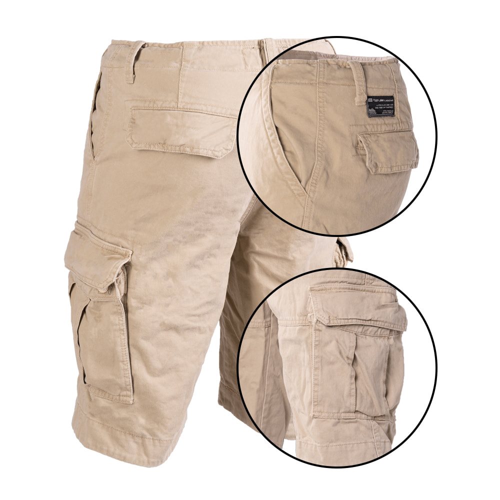 Kraťasy VINTAGE bavlněné předeprané KHAKI vel. 3XL
