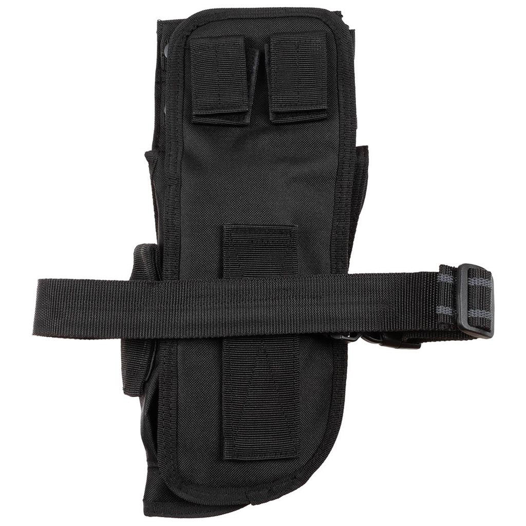 Pouzdro stehenní Tactical na pistol a zásobníky pravé ČERNÉ