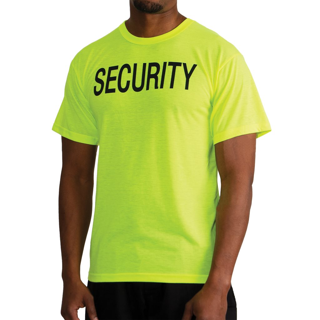 Triko se dvěma nápisy SECURITY krátký rukáv REFLEXNÍ ZELENÁ vel. M