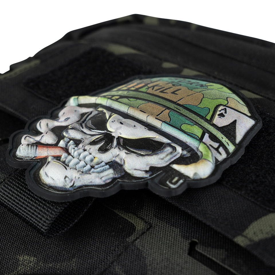 Nášivka 3D plastová LEBKA - VIETNAM ACE velcro