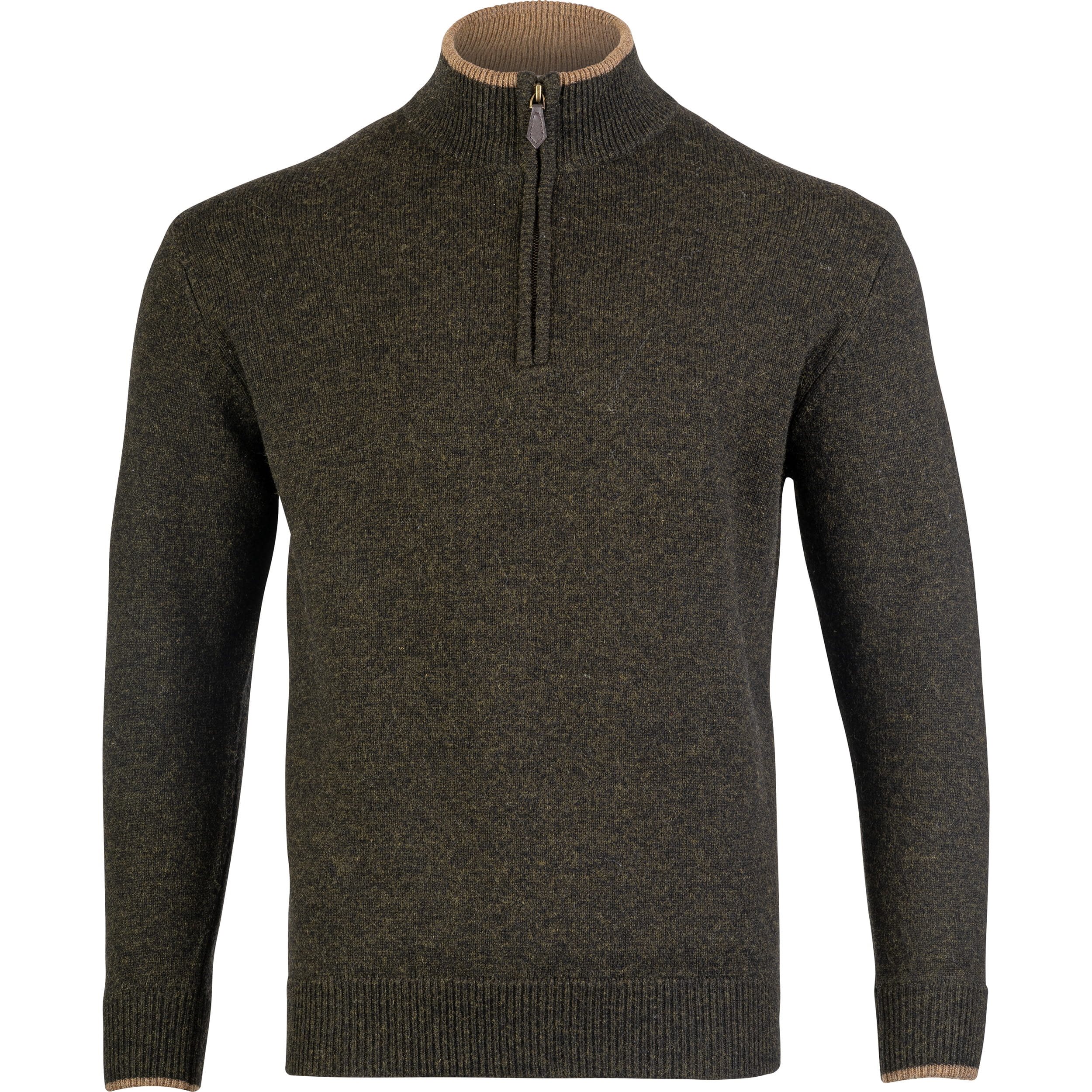 Svetr ASHCOMBE se zipem jehněčí vlna DARK OLIVE vel. 3XL