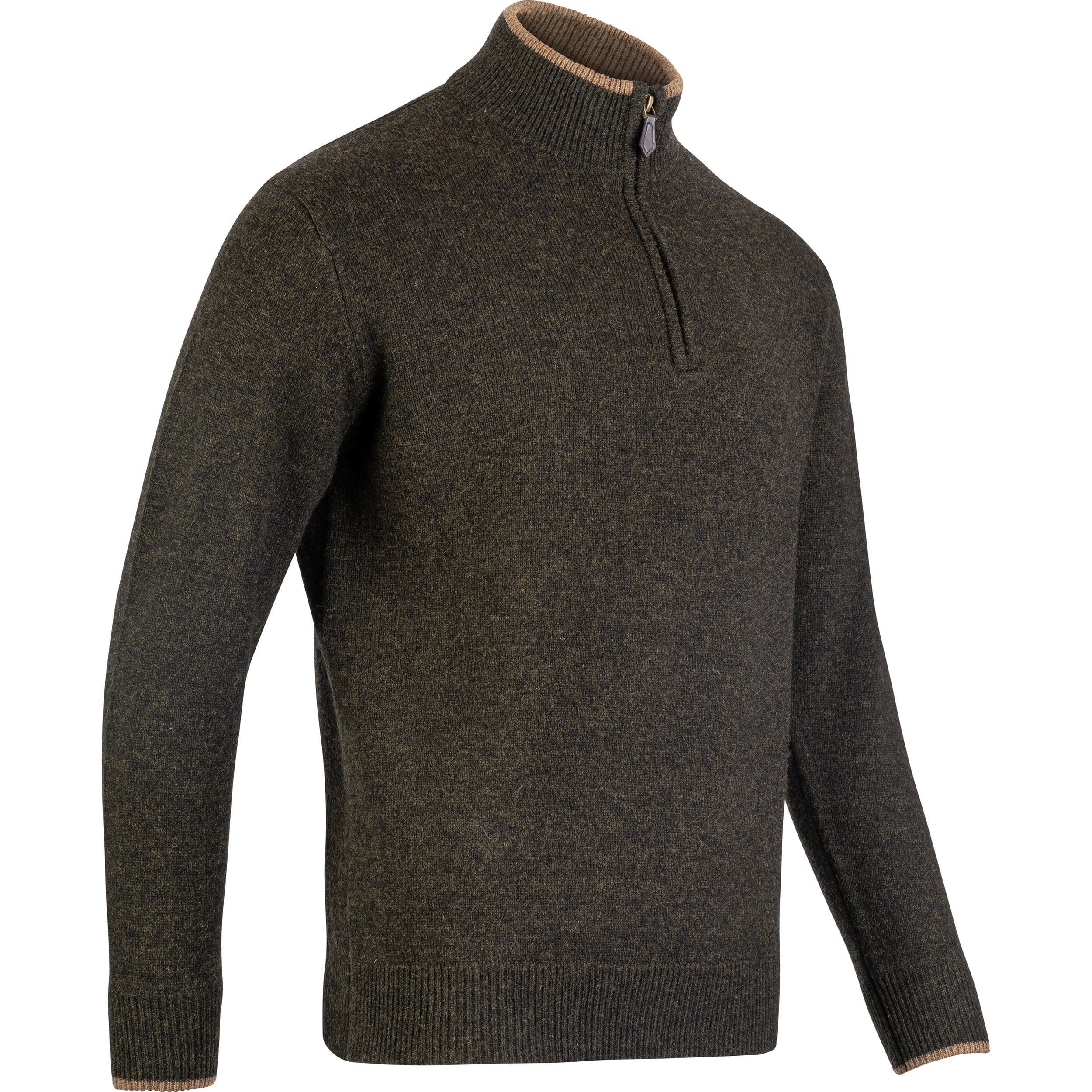 Svetr ASHCOMBE se zipem jehněčí vlna DARK OLIVE vel. 3XL