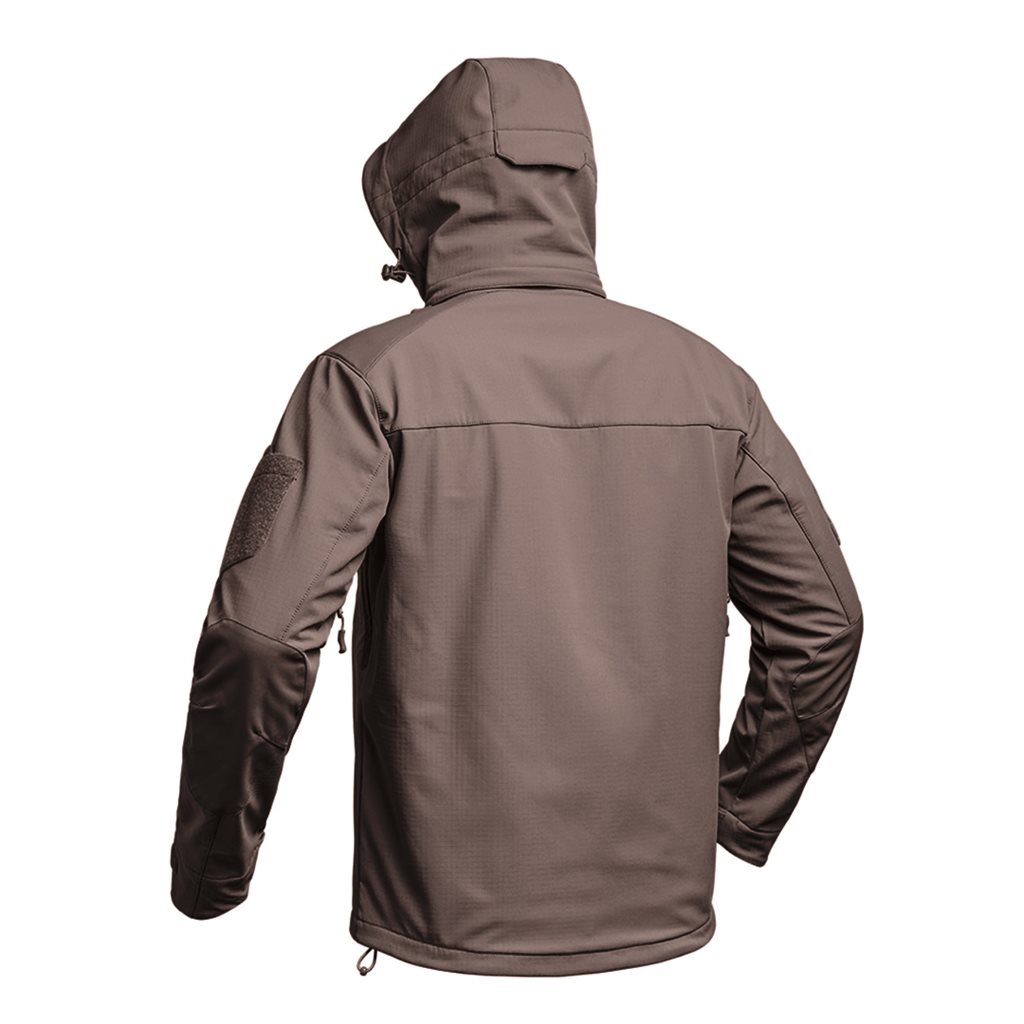 Bunda FIGHTER V2 softshell s kapucí HNĚDÁ vel. M