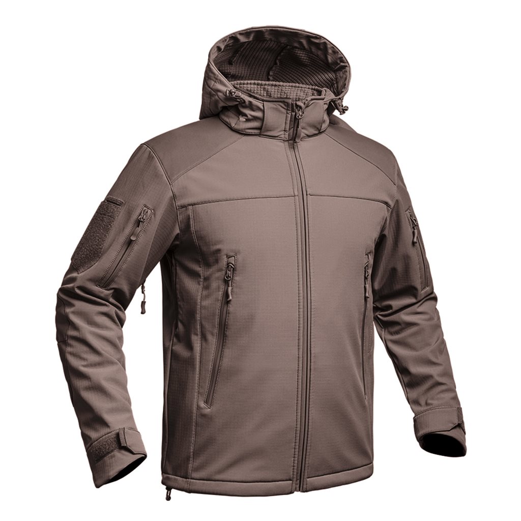 Bunda FIGHTER V2 softshell s kapucí HNĚDÁ vel. 3XL