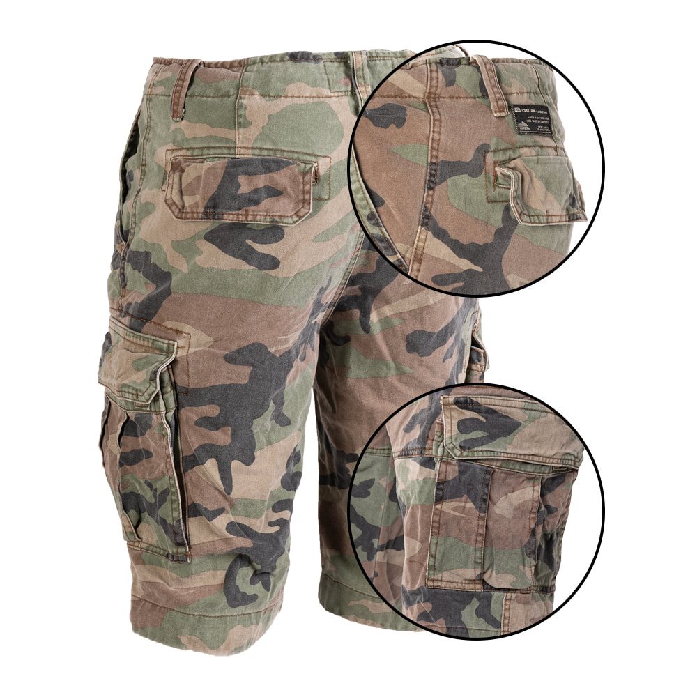 Kraťasy VINTAGE bavlněné předeprané WOODLAND vel. 3XL