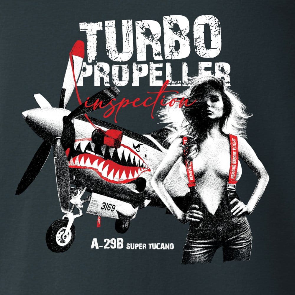 Triko TURBO PROPELLER s letadlem A-29B Super Tucano ŠEDÉ vel. XXL