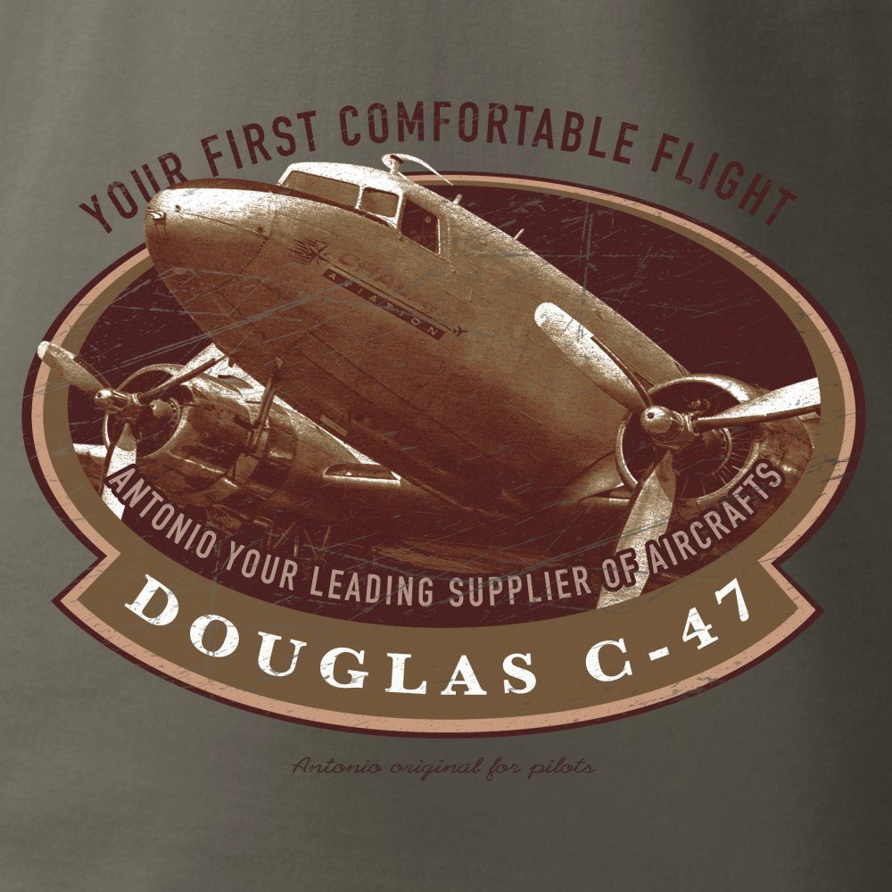 Triko Douglas C-47 SKYTRAIN ŠEDOZELENÉ vel. L