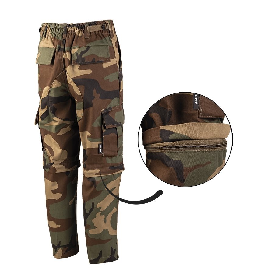 Kalhoty dětské US BDU ZIP-OFF WOODLAND vel. S