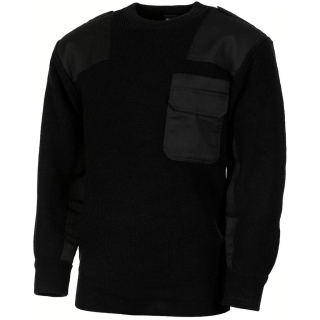 Svetr BW s náprsní kapsou a nárameníky ČERNÝ vel. 52