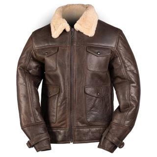 Bunda kožená US NAVY A4 SHEEPSKIN HNĚDÁ vel. L
