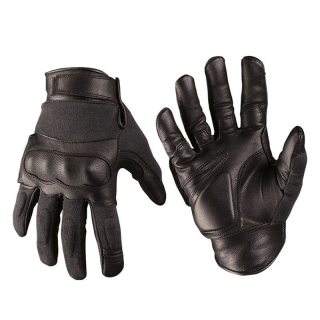 Rukavice TACTICAL kůže/aramid ČERNÉ vel. XL