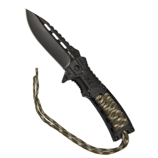 Nůž zavírací ONE-HAND PARACORD WOOD s křesadlem