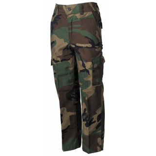 Kalhoty dětské maskáčové střih BDU WOODLAND vel. 110-116