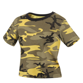 Triko dámské krátké CROP Stinger Yellow Camo vel. XL