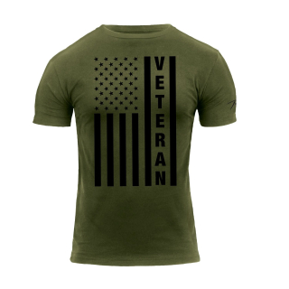 Triko VETERAN s US vlajkou ZELENÉ vel. XL