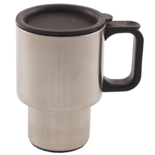 Hrnek termo dvouplášťový plastová rukojeť 400ml STŘÍBRNÝ