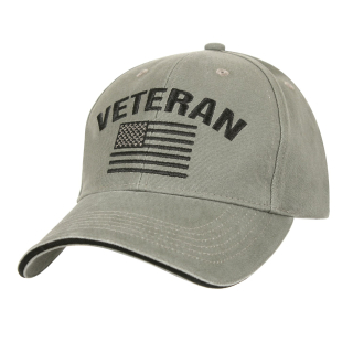Čepice VINTAGE VETERAN s US vlajkou ZELENÁ