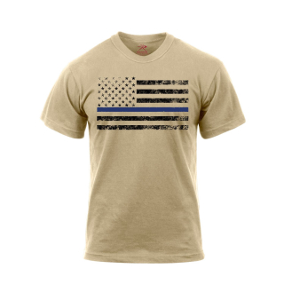 Triko THIN BLUE LINE US vlajka PÍSKOVÉ vel. M